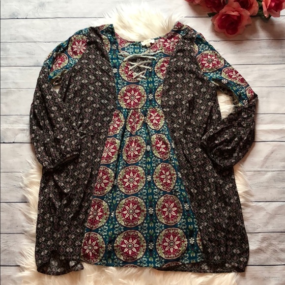 Umgee Tops - Umgee Boho Geometric Patterned Pleasant Tunic